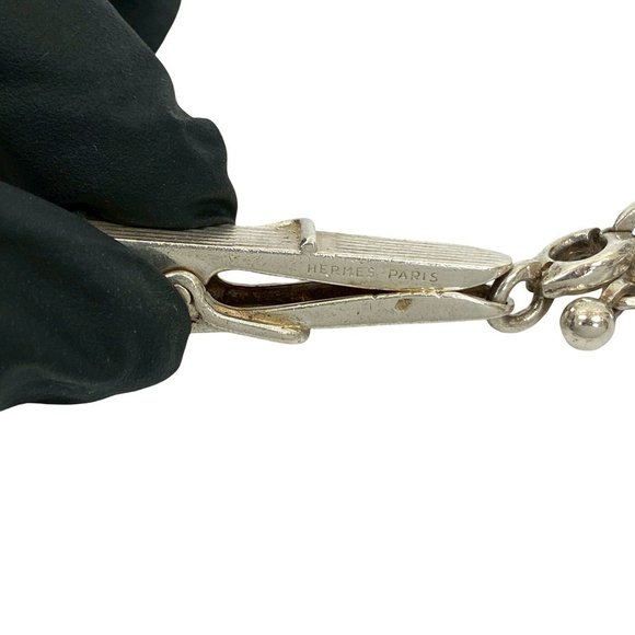 HERMES 925 Sterling Silver Chain Clip Bag Charm Keychain 45670 - Picture 1 of 3